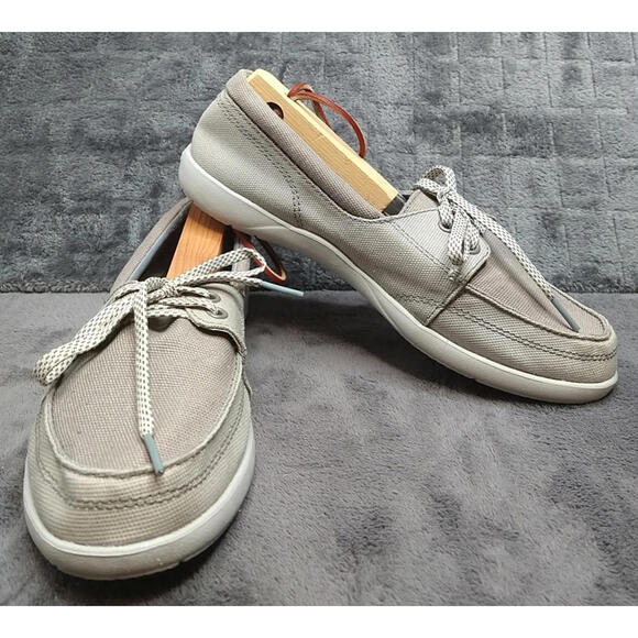 Crocs Walu II Women's 8 Triple Comfort Gray Canvas Lace Up Loafer Boat Shoes - Picture 1 of 8
